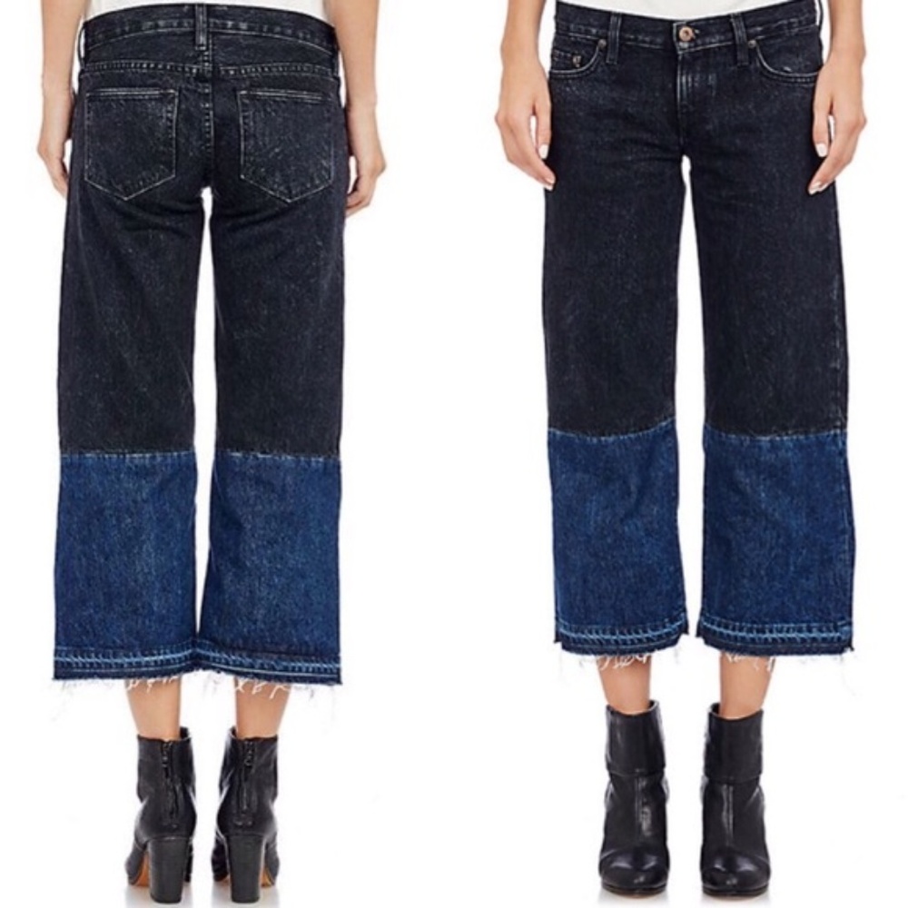 Simon Miller Hiko Two Tone Cropped wide leg jeans